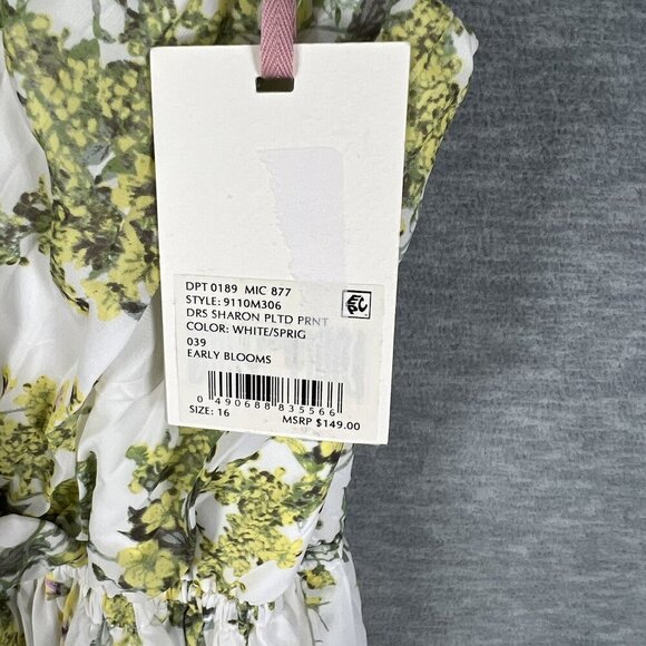 Alex Marie Size 16 White Green Floral Pleated Midi Easter Spring Dress MSRP $149 - Picture 15 of 16